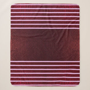 Burgundy Exotic Faux Snake Leather Linear Stripe Sherpa Blanket