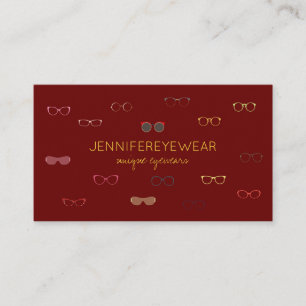 Burgundy Eyewear Specialist SunGlasses Opticians Business Card
