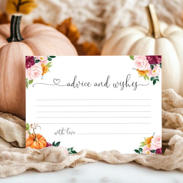 Burgundy fall advice and wishes bridal shower card (Creator Uploaded)