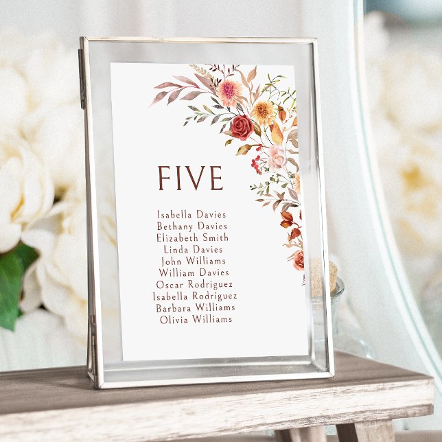 Burgundy Fall Autumn Floral Wedding Table Numbers (Creator Uploaded)