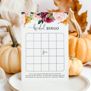 Burgundy fall bridal shower bingo game