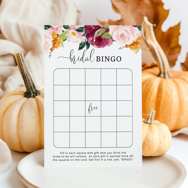 Burgundy fall bridal shower bingo game (Creator Uploaded)