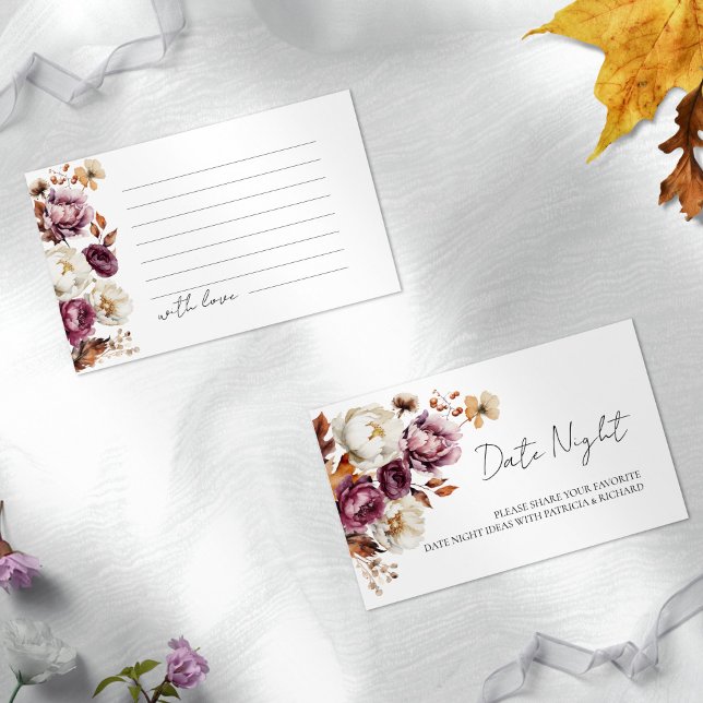 Burgundy Fall Bridal Shower Date Night Cards (Creator Uploaded)