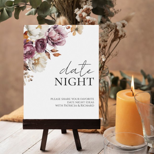 Burgundy Fall Bridal Shower Date Night Jar Sign (Creator Uploaded)