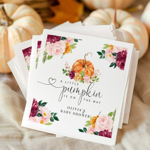 Burgundy fall floral little pumpkin napkin