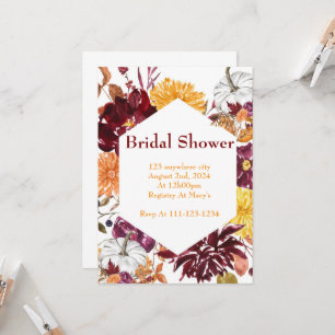 BURGUNDY FALL FOLIAGE BRIDAL SHOWER INVITATION