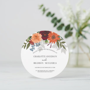 Burgundy Fall Garden Floral Wedding  Invitation
