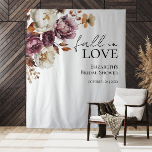 Burgundy Fall In Love Bridal Shower Backdrop Tapestry
