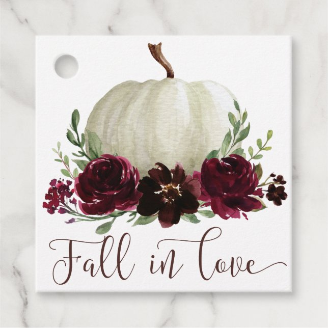 Burgundy Fall in Love Thank You Favour Tag (Front)