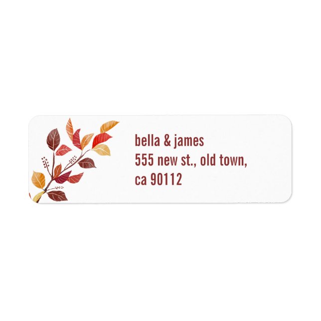Burgundy Fall Leafs Return Address Labels (Front)