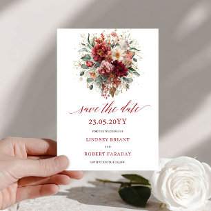 Burgundy Fall Marsala Gold Save The Date Design