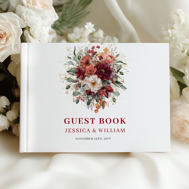 Burgundy Fall Marsala Wedding Guest Book Design (Burgundy Fall Marsala Wedding Guest Book Design

)