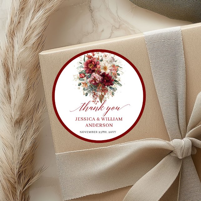 Burgundy Fall Marsala Wedding Sticker Design (Burgundy Fall Marsala Wedding Sticker Design

)