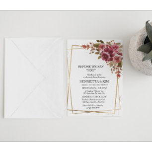 Burgundy Fall or Autumn Theme Rehearsal Dinner Invitation