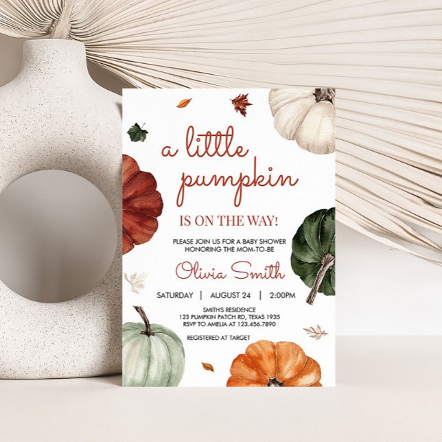 Burgundy Fall Pumpkin Baby Shower Invitation (Fall Pumpkin Baby Shower Invitation)