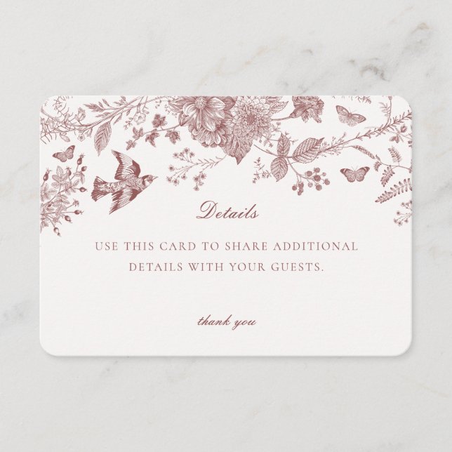 Burgundy Fall Toile De Jouy Details Card Insert (Front)