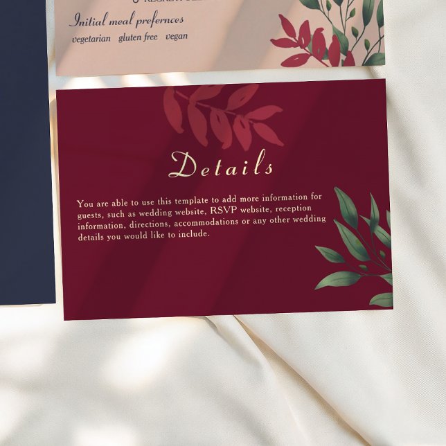 Burgundy Fall Wedding Details Enclosure Card (Creator Uploaded)