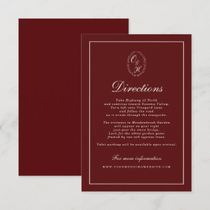 Burgundy Fall Wedding Directions Card