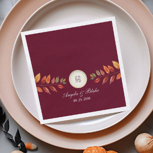 Burgundy Fall Wedding Napkin