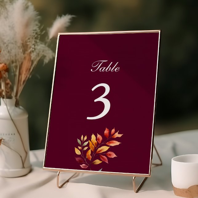 Burgundy Fall Wedding Table Number (Creator Uploaded)