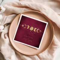 Burgundy & Faux Gold Tarot Celestial Wedding