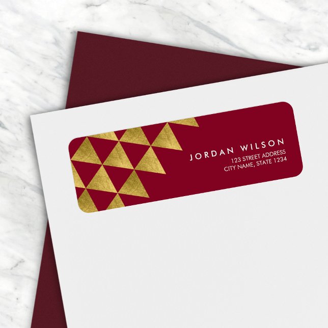 Burgundy Faux Gold Triangle Modern Address (Creator Uploaded)