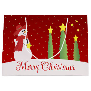 Burgundy Festive Snowman Large Gift Bag