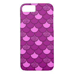 Burgundy fish scale pattern with glitter effect Case-Mate iPhone case