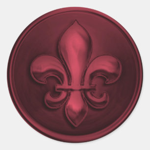 Burgundy Fleur de Lis Envelope Seal Embossed Look