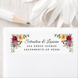 Burgundy  Floral   Address labels