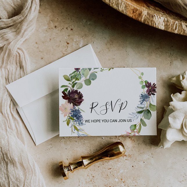 Burgundy Floral and Greenery Menu Choice Rsvp Card (Creator Uploaded)