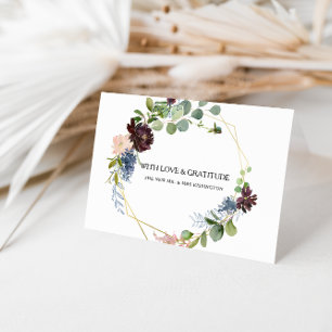 Burgundy Floral and Greenery Thank You Card