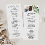 Burgundy Floral and Greenery Wedding Program Programme<br><div class="desc">This burgundy floral and greenery wedding program is perfect for a winter wedding. The elegant boho design features watercolor navy,  blush pink and wine shade flowers with artistic penciled details.</div>