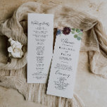 Burgundy Floral and Greenery Wedding Program Programme<br><div class="desc">This burgundy floral and greenery wedding program is perfect for a winter wedding. The elegant boho design features watercolor navy,  blush pink and wine shade flowers with artistic penciled details.</div>