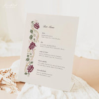 Burgundy Floral Art Nouveau Bar Menu Sign