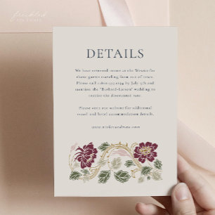Burgundy Floral Art Nouveau Details Card
