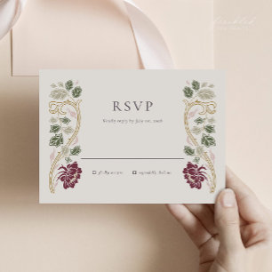 Burgundy Floral Art Nouveau RSVP Card
