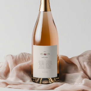 Burgundy Floral Art Nouveau Sparkling Wine Label
