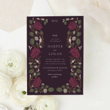 Burgundy Floral Art Nouveau Wedding