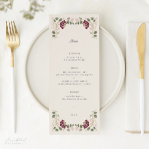 Burgundy Floral Art Nouveau Wedding Menu