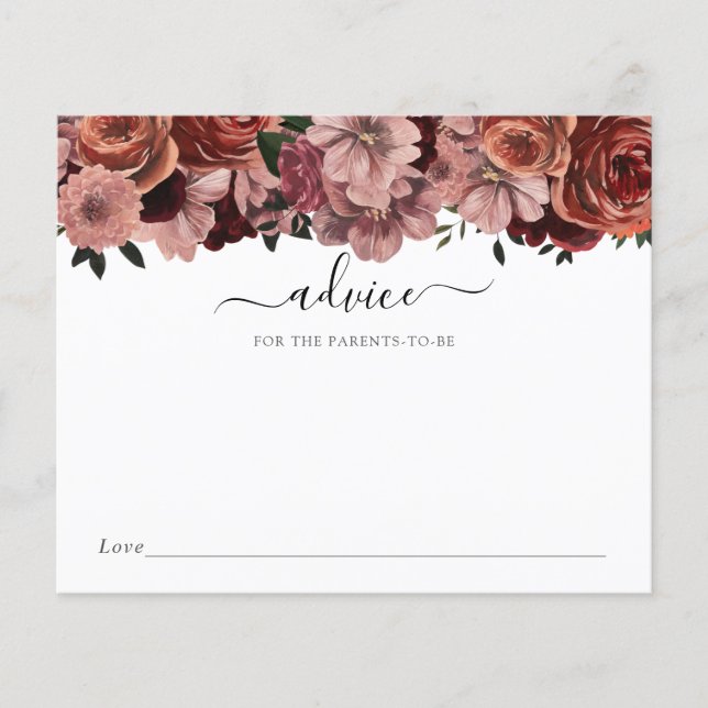 Burgundy Floral Baby Advice for the Parents-to-Be (Front)