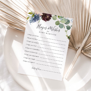 Burgundy Floral Baby Shower Hopes & Wishes Card