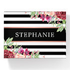 Burgundy Floral Black Stripes Personalised Name
