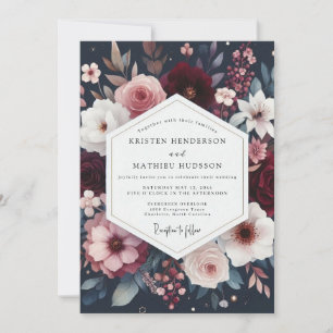 Burgundy Floral Bloom Wedding Invitation