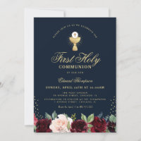 burgundy floral blue first communion