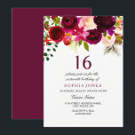 Burgundy Floral Boho 16th Birthday Party Invite<br><div class="desc">Burgundy Floral Boho 16th Birthday Party Invite
Matching collection in Niche and Nest store.

Boho chic burgundy red white watercolor floral
Beautiful hand painted watercolor illustration</div>