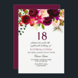 Burgundy Floral Boho 18th Birthday Party Invite<br><div class="desc">Burgundy Floral Boho 18th Birthday Party Invite
Matching collection in Niche and Nest store.

Boho chic burgundy red white watercolor floral
Beautiful hand painted watercolor illustration</div>