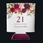 Burgundy Floral Boho 21st Birthday Party Can Cooler<br><div class="desc">Burgundy Floral Boho 21st Birthday Party Can Cooler

See matching collection in Niche and Nest Store</div>