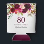 Burgundy Floral Boho 80th Birthday Party Can Cooler<br><div class="desc">Burgundy Floral Boho 80th Birthday Party Can Cooler

See matching collection in Niche and Nest Store</div>