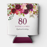 Burgundy Floral Boho 80th Birthday Party
